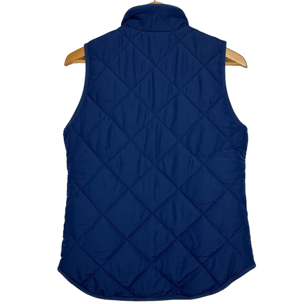 J.Crew Preppy Diamond Quilted Zip Up Mock Neck Preppy Puffer Vest Navy Blue XXS - Picture 6 of 13